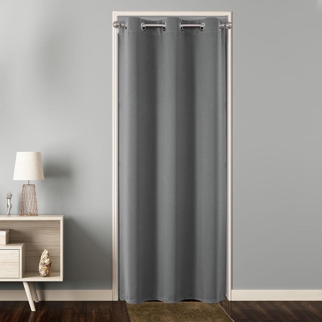Joydeco Door Curtain for Closet Doors 78 Inches Long 1 Panel, Blackout Doorway Curtain for Open Closet Bedroom, Room Divider for Privacy (Brown, 40Wx78L) (40"W x 78"L (Pack of 1))