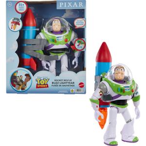 Mattel Disney and Pixar Toy Story Talking Action Figure, Rocket Rescue Buzz Lightyear with 20+ Sounds & Phrases & Moving Helmet Visor, 12-inch Scale
