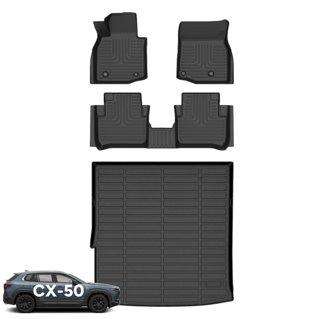 Wayhigh Floor Mats & Cargo Liner for Mazda CX-50 Hybrid 2025 2026, All Weather TPE Car Mats Waterproof Heavy Duty Floor Liners, Floor Mat Custom Fit for CX50 Accessories