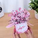 3D Pop Up Cherry Blossoms Cards, Birthday Cards with Colorful Rhinestones, Flower Bouguet 3D Pop Up Birthday Gift Card for Women Wife Mom Daughter Sister