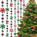 Peppermint Christmas Tree Bead Garlands, Peppermint Hanging Christmas Tree Garland Pearl Xmas Tree Bead for Christmas Tree Fireplace Wreath Ornaments Christmas Party Decorations (20 Feet)