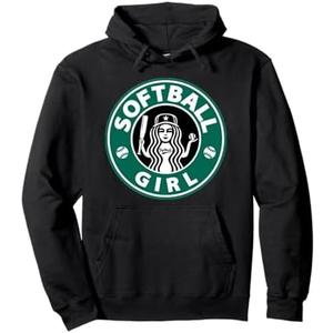 Girls Softball Logo for Teen Players or Mom Great Team Pullover Hoodie, XL