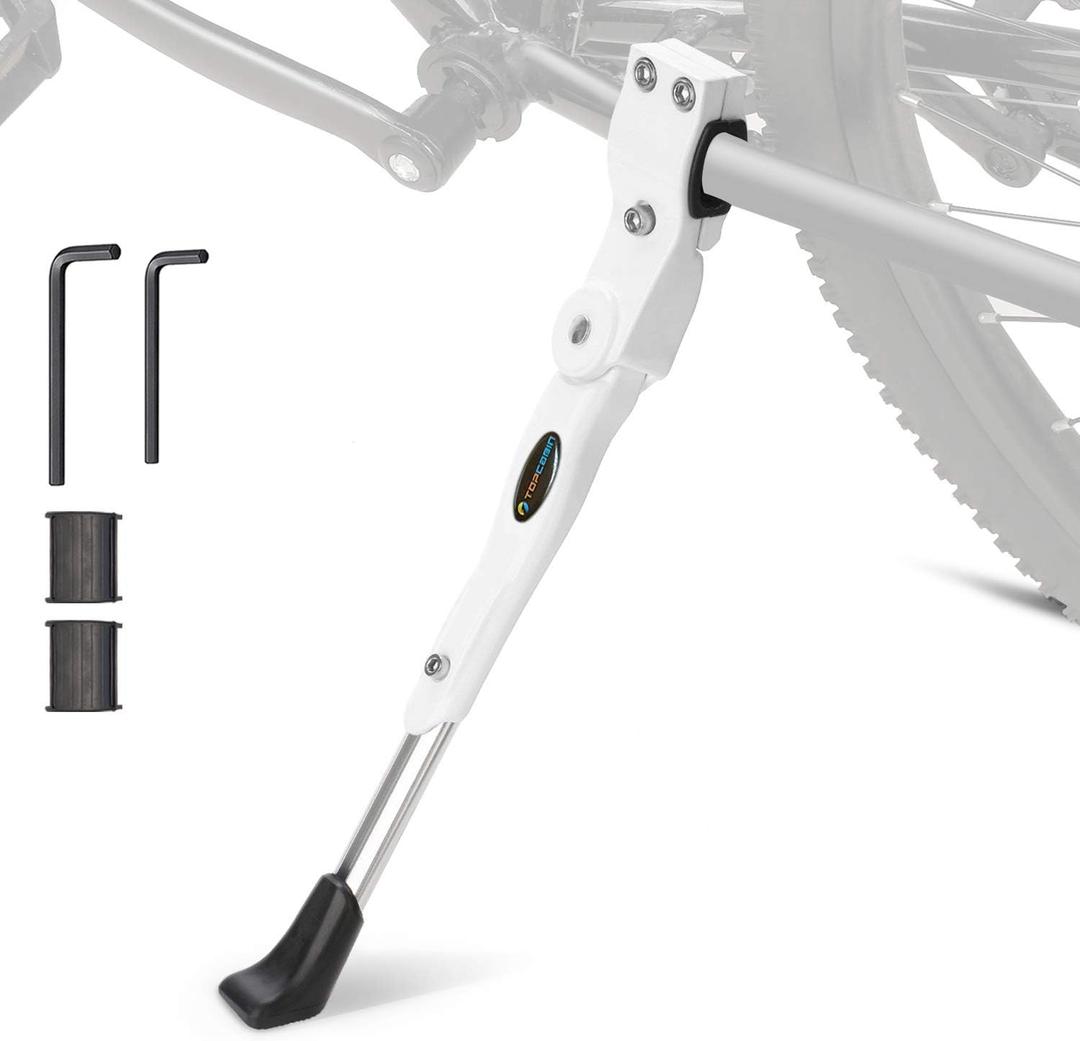 Bicycle Adjustable Aluminium Alloy Bike Bicycle Kickstand Side Kickstand Fit for 22" 24" 26"- White