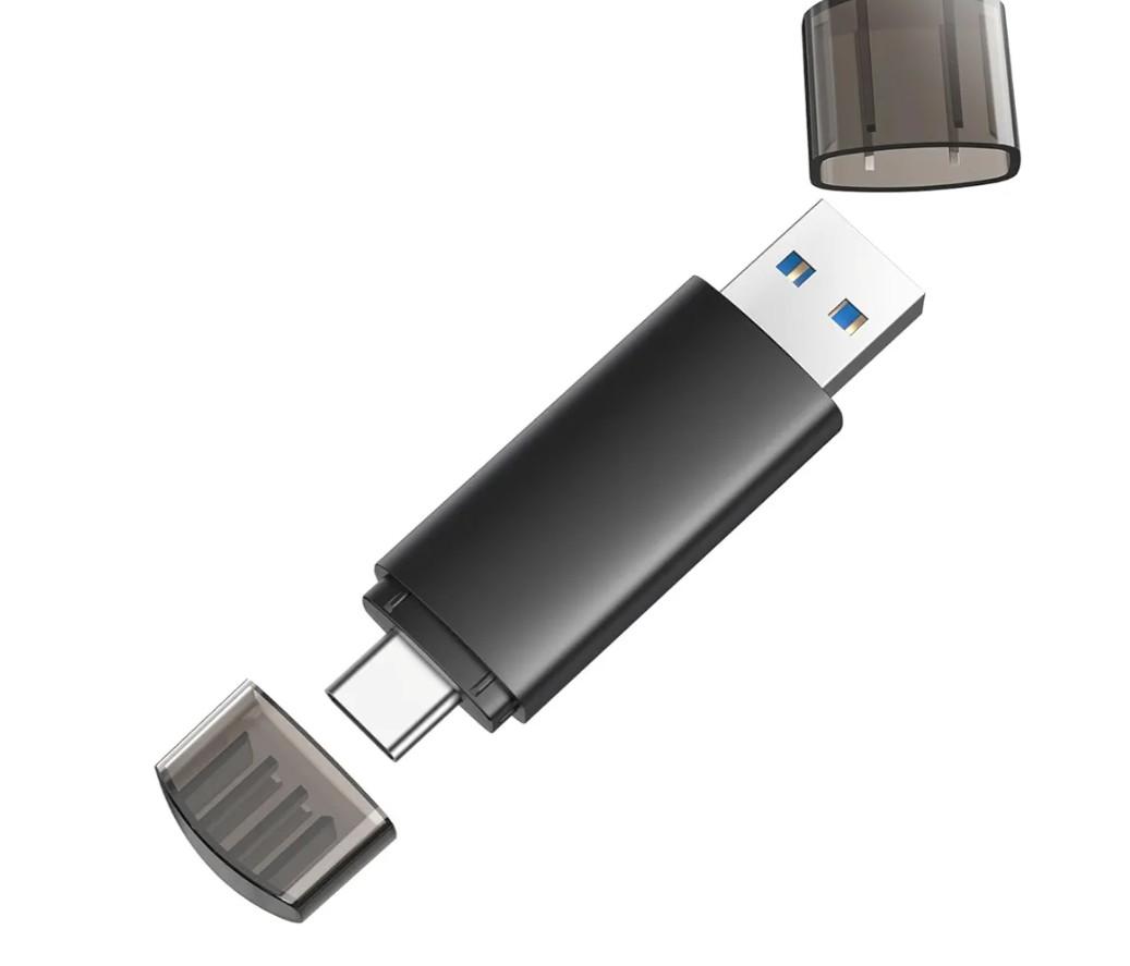 128GB USB C Flash Drive Dual USB 3.0 Flash Drive Type C + USB A Portable Type-C Flash Drive 2-in-1 USB-C Thumb Drive for Smartphone Tablet Computer Mac iPhone 15 Black