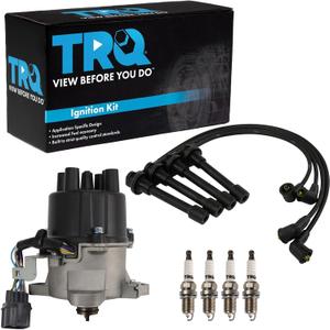 TRQ Ignition Kit Distributor Spark Plugs Wire Set Compatible with 1996-1998 Honda Civic 1996-1997 Civic del Sol