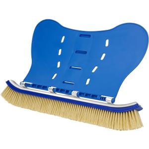Pool Brush with Brush Tail for Cleaning Pool Walls Using Water Pressure, 18" Tough Plastic Bristles Pool Brush Head with EZ Clips Fit Most Poles (Pole not Included)