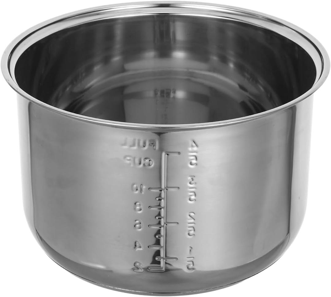 PRETYZOOM Stainless Steel Rice Cooker Inner Pot Replacement Universal Compatible Multi-Cooker Liner Non-Stick Cooking Pot 9.44 Inch 5L Easy Clean Even Heat Distribution