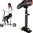PU Electric Scooter Seat E-Scooter Seat Saddle for Xiaomi M365 Pro2 Adjustable Comfortable and Shock Absorbing MAX Seat Saddle, Black, Large, Free Punch, Height: 40-60cm