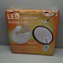 20 Inch LED Flush Mount Ceiling Light, 40W, 4350LM, 3000K/4000K/6000K CCT Selectable Super Slim Round Flat Panel Light for Living Room, Kitchen, Black 2PK