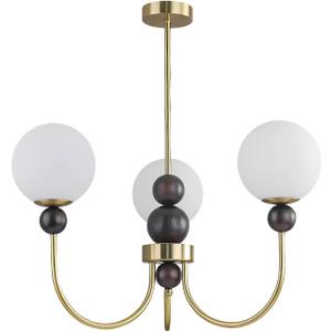 BOKT Mid Century Globe Glass Chandeliers Modern Gold Chandelier Farmhouse Adjustable Rod Ceiling Pendant Light Brushed Brass 3-Head Sputnik Ceiling Hanging Light for Bedroom Kitchen Foyer