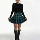 Women's High Waist A-Line Pleated Mini Skirt Short Tennis Skirt (Green, XL)