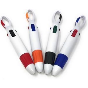 20 Bulk Multi-Colored Ink Shuttle Pen with Carabiner Clip Assortment - Black, Blue, Red and Green Ink