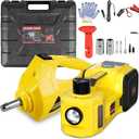 Electric Car Jack, 5 Ton 12V Digital Display Electric Jack for Car with E-Impact Wrench, Tire Inflator Pump and LED Light, (Lifting Range: 6.1~17.7 Inch) for Sedan, SUV, Truck Tire Change Replacement