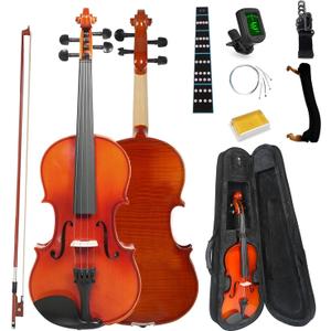 FINO 4/4 Violin Full Size Kit for Beginners (Plywood, Full) (Natural)