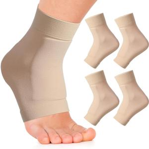 Nuanchu 2 Pairs Padded Skate Socks Ice Skating Protection Socks Lace Bite Gel Pads Ankle Malleolar Sleeves Protection Guards for Front Foot Shin Achilles Tendon Heel (Nude)