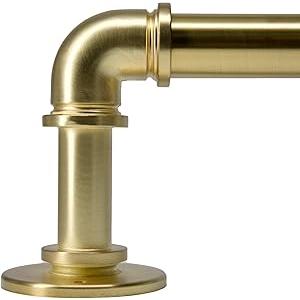 1" Industrial Curtain Rods for Windows 28 to 48 Outdoor Curtain Rod for Patio Blackout Drapery Rods Industrial Heavy Duty Curtain Rods Ceiling Curtain Rod Bedroom Gold