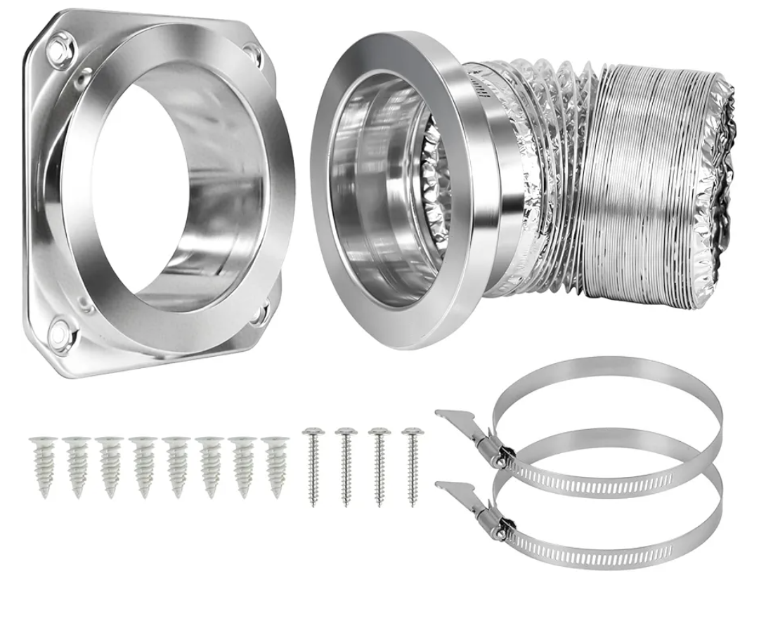 Magnetic Dryer Vent Coupling Connector Kit DV180  Airtight Seal Quick Connect System with 4" Aluminum Duct Hose & Clamps for Easy Cleaning & Maintenance