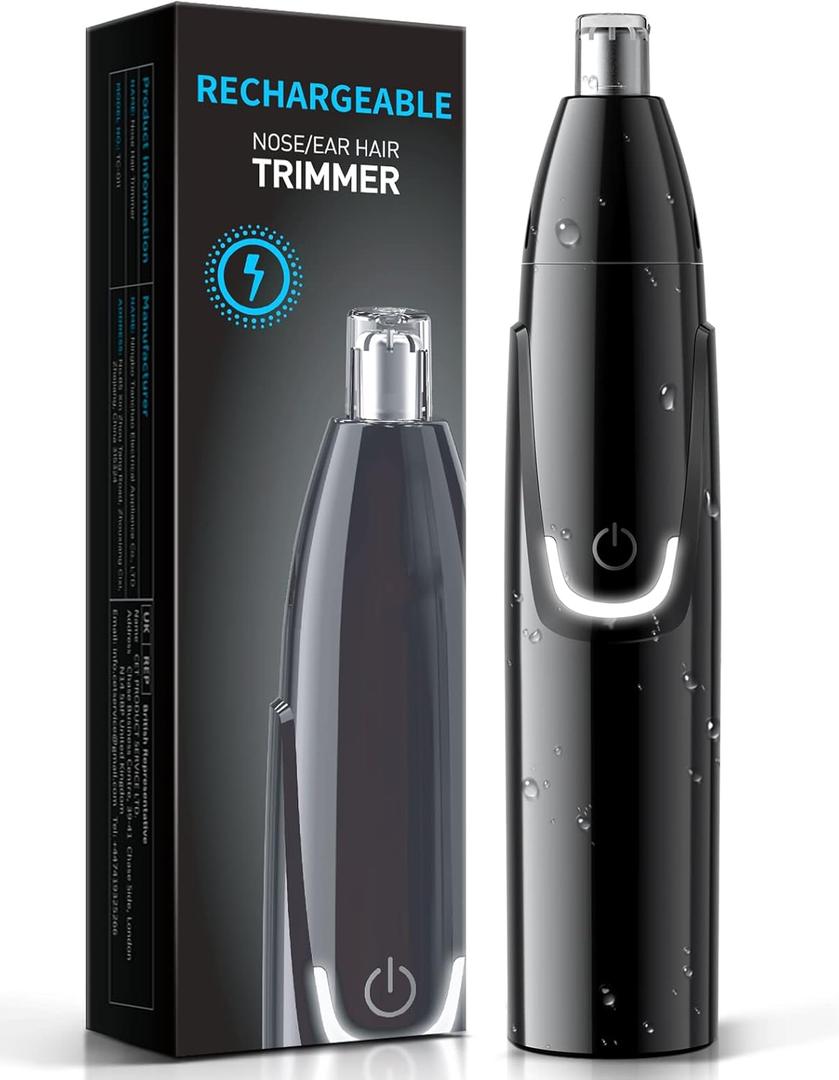 ZORAMI Rechargeable Ear and Nose Hair Trimmer - 2025 Professional Painless Eyebrow & Facial Hair Trimmer for Men Women, Powerful Motor and Dual-Edge Blades for Smoother Cutting Black