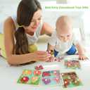 Wooden Peg Puzzles for Toddlers 1-3, Kids' Educational Preschool Peg Puzzle Toy, Set of 4 Toddler Puzzles - Farm, Dinosaur, Fruit and Marine Animals, Ideal Gift for Ages 1 2 3 Boys and Girls