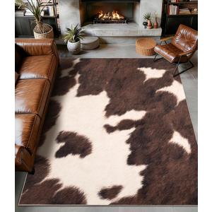 YIHOUSE 8‘x10' Washable Cowhide Rug, Cow Print Area Rug for Living Room