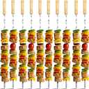 12 Pack Kabob Skewers BBQ Barbecue Skewers Stainless Steel Sticks 22 Inch Heavy Duty Large Wide Reusable with Nonslip Wooden Handle Ideal for Shish Kebab Chicken Shrimp and Vegetables