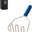 Large Stainless Steel Potato Masher with Soft Grip Handle – Heavy Duty Vegetable, Bean & Avocado Masher for Smooth & Creamy Mashes – Dishwasher Safe (Lagoon Blue)