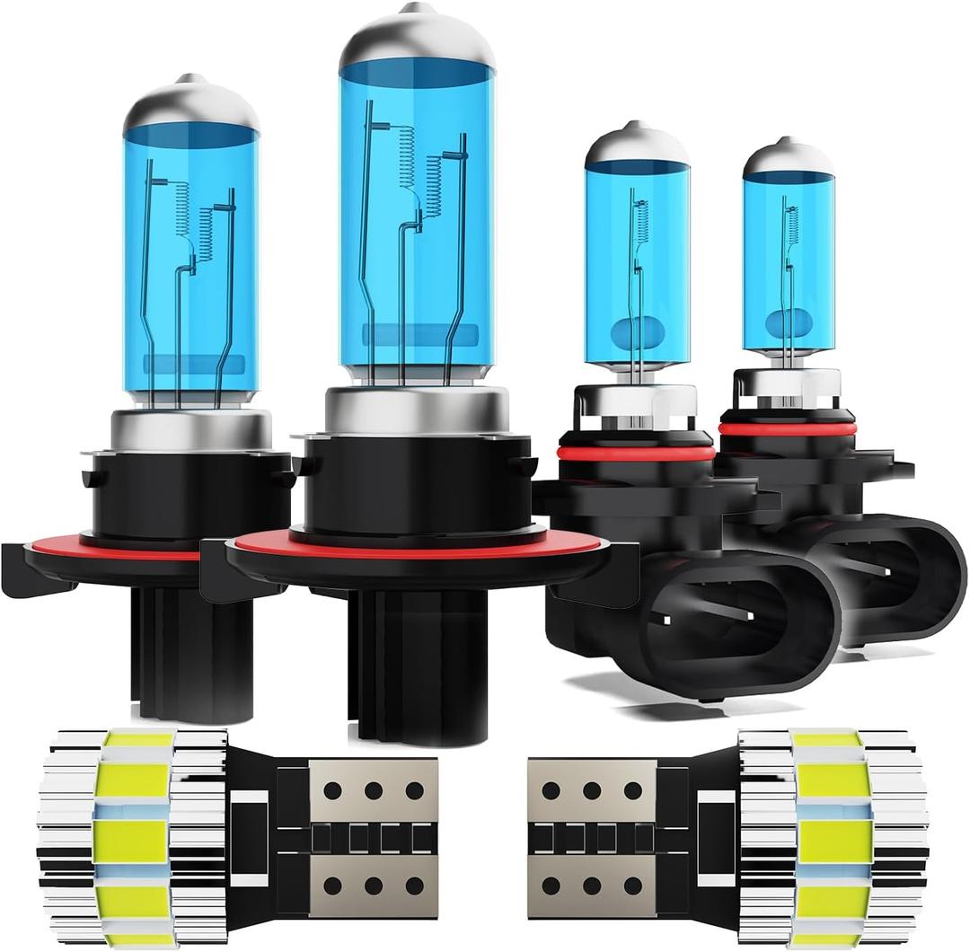 Light Bulbs Fit For Dodge Ram 2009-2012 2-Headlamps, High Performance Halogen Headlight Bulb And License Plate Lights Combo, 9008 9145 High Low Beam Fog Lights, 6000K White Light, Pack of 6