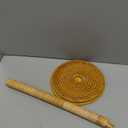 Leinuosen Rattan Paper Towel Holder Woven Wood Paper Towel Stand with Anti Skid Base Boho Holder Dispenser Stand for Kitchen Bathrooms Countertop Decor