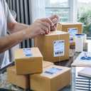 MaxGear 4" x 6" Direct Thermal Labels, 500 Fanfold Shipping Package Labels, Perforated White, Commercial Grade, Permanent Adhesive, Compatible with Most Thermal Printers, Blue