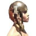 Short Bob Hair Wigs Straight Flat Bangs Mirror Holographic Space Metallic Bright Gold Silver Glitter Hair Wig Science Fiction Perform Cosplay Costume Carnival Theme Party Halloween for Women