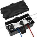 Medium Outdoor Electrical Box(10.4x6x4.2inch), IP54 Waterproof, Weatherproof Connection Box w/6 Cable Entry Ports, Extension Cord Cover Protect Power Strip, String Lights, Timer, Plug, Black