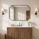 Suidia 24"x36" Bathroom Mirror for Wall, Scalloped Vanity Mirror, Black