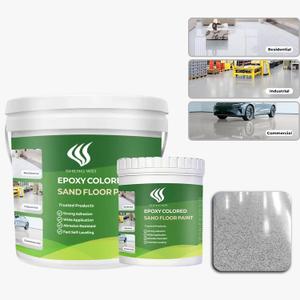 Epoxy Colored Sand Floor Paint, Marble Gray, 1 Gallon | Covers 35Sq Ft, Self-Leveling Decorative Concrete Floor Paint, for Home, Factory, Garage, Patio and Yard