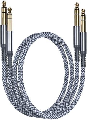 6.35mm TRS Instrument Cable 3.3FT 2-Pack, Straight 1/ 4 Inch Male Jack Stereo Audio Interconnect Cord, 6.35 Balanced Lead Line for Electric Guitar, Bass, Keyboard, Mixer, Amplifier, Amp, Speaker, Equalizer