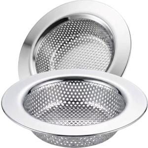 Kitchen Sink Strainer Stainless Steel, LASSHSWA Kitchen Sink Drain Strainer, Sink Strainers for Kitchen Sinks with Large Wide Rim 4.5" Diameter (2 Pack)