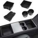 4PCS for 2026 New Tesla Model Y Juniper Front and Rear Center Console Organizer Tray Cup Holder for 2024-2025 Tesla Model 3 Highland and 2025-2026 Tesla Model Y Juniper Accessories