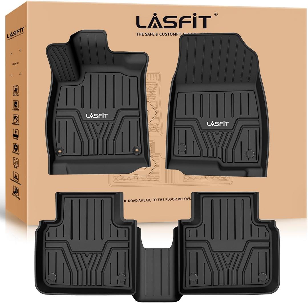 LASFIT Floor Mats for 10th Gen Honda Accord 2022 2021 2020 2019 2018 Sedan (Gasoline & Hybrid), All Weather TPE Custom Fit Anti-Slip Full Coverage Floor Liners,1st & 2nd Row, Black