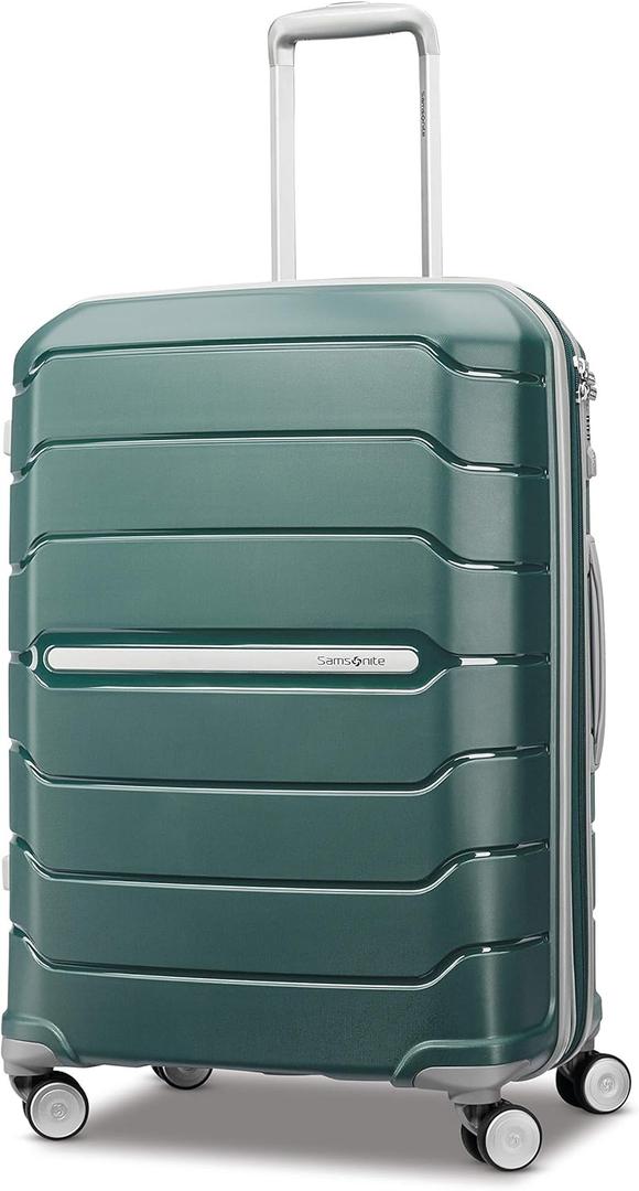 Samsonite Freeform Hardside Expandable with Double Spinner Wheels, Sage Green, Checked-Medium 24-Inch