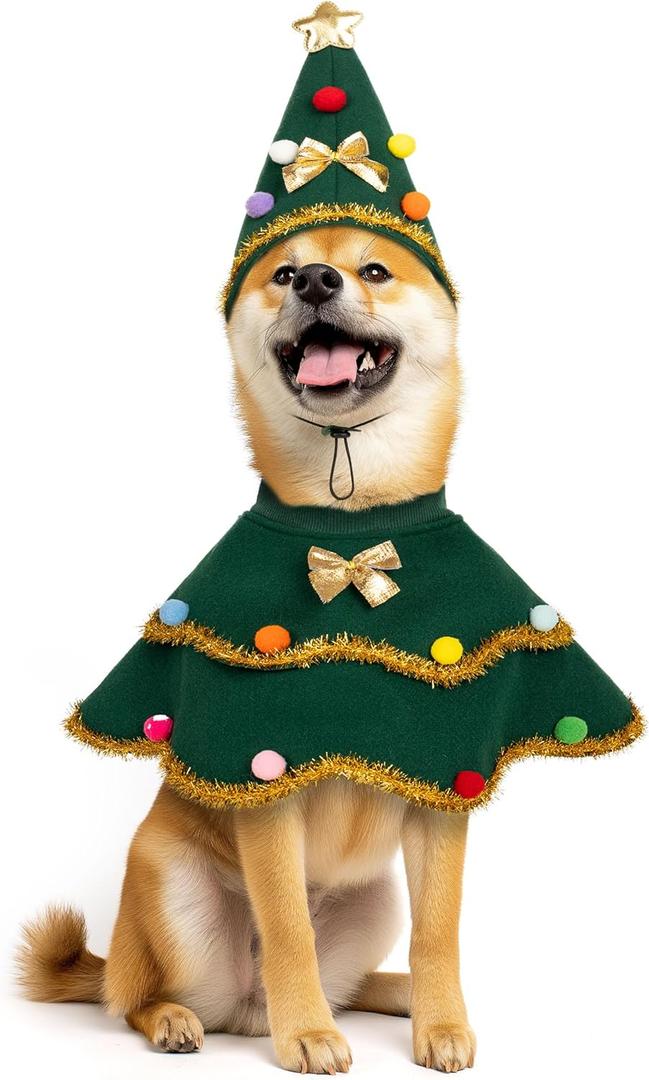 cyeollo Dog Christmas Costume Cute Christmas Tree Outfit Pet Dog Clothes Puppy Xmas Costumes for Small Dogs, Green, S