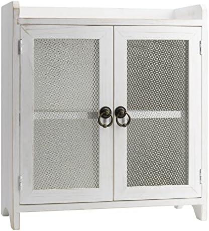 COLLECTIVE HOME - 2 Tiered Storage Cabinet, Countertop Cabinet, Wood Organizer for Kitchen Living Room Bedroom Bathroom Office with Magnetic Door, 15.75 x 14.5 x 6.5, White, 02