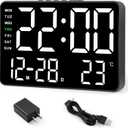 Amgico Digital Clock,Alarm Clocks for Bedrooms,7.2" Large Display Alarm Clock,Dual Alarms with Snooze,5 Level Brightness,Day/Date Display Table LED Electric Clock for Bedroom,Living Room,with Adapter (Black-white)