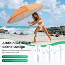 JEAREY 6.5ft Sun Shade Umbrellas, Portable Umbrella with Stand, Lightweight Sun Protection Free Standing Sport Umbrella for Outdoor Sports, Camping, Fishing, Patio, Beach, Sun Orange