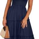 ANRABESS Women Summer Casual Square Neck Flutter Sleeve Boho Smocked A-Line Flowy Tiered Modest Midi Sundress with Pockets (2XL)