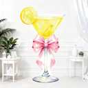 Lawnldyll 4ft Large Yellow Martini Bow Cardboard Cutout A Tini Bit Older Birthday Cutout Stand Lemon Cocktail Backdrop Decorations for Women Coquette Bachelorette Bridal Shower Cocktail Party Decor