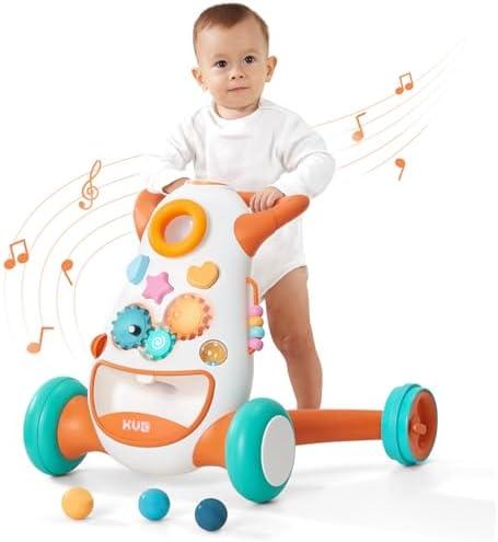KÜB Montessori Baby Walker - Interactive Push Toy for Toddlers Learning to Walk with Soft Music & Lights, Adjustable Speed & Non-Slip Wheels, Educational Activity Center