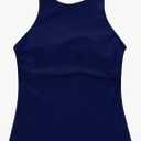 SwimZip Women's High Neck Fitted Tankini Swim Shirt - UPF 50+ Sun. M