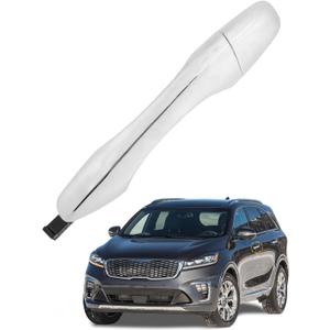 Rear Left Door Handle w/End Cap Cover, Compatible with Kia Sorento 2016-2020, Chrome Exterior Rear Left Driver Side Door Handle, Replace# 82651-C5010, 83652-C5010, Outside Outer Left Door Part