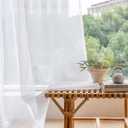 White Pinch Pleated Track Curtains 52x120 Inches Long for Living Room Bedroom Extra Long Faux Linen Semi Sheer Light Filtering with Hooks Traverse Rods 1 Panel