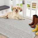 REFETONE Indoor Doormat, Front Door Mat 32"x48" Absorbent Rubber Backing Non Slip Back Door Mats, Washable Low-Profile Inside Floor Mat Door Rugs for Entryway, Resist Dirt Mud Mat for Dogs, Grey