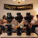 Aluminum Foil Balloon Weights for Parties (6 pcs) - 0.31lb (140g) Each - Premium Balloon Anchors for Birthday, Wedding, Dinner, Indoor & Outdoor Decorations(Black 6pcs)